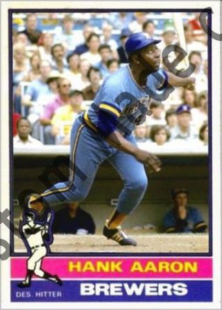 Custom Made Topps 1976 Milwaukee Brewers Hank Aaron Baseball Card