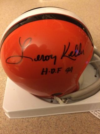 Leroy Kelly Cleveland Browns Nfl Throwback 2 - Bar Autographed Mini Helmet