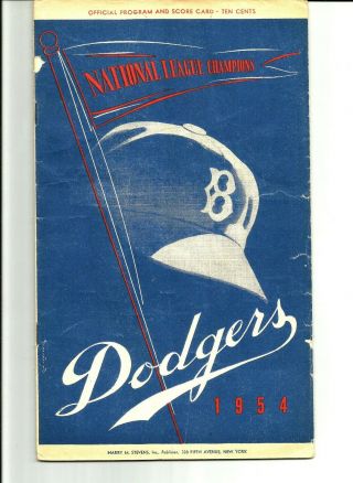 . Brooklyn Dodgers Vs Chicago Cubs 1954 Official Program Scorecard