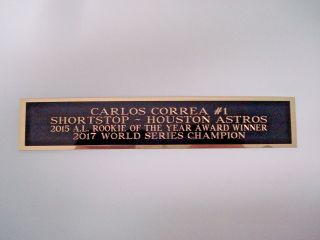 Carlos Correa Astros Nameplate For A Signed Baseball Bat Display Case 1.  5 X 6