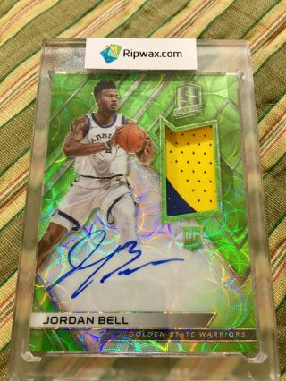2017 - 18 Spectra Green Prizm Jordan Bell Rpa Rc Rookie Patch Auto 6/49