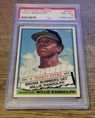 1976 Topps Traded 592t Willie Randolph Rookie Yankees Psa 8