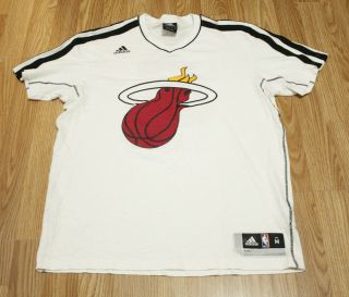 Lebron James Miami Heat Adidas Jersey Player T - Shirt Mens Medium M Nba White