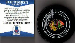 Beckett - Bas Patrick Kane Autographed - Signed Chicago Blackhawks Game Puck H19563