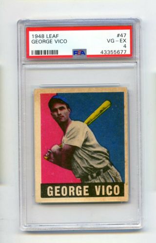 1948 Leaf George Vico 47 Detroit Tigers Baseball Card Psa Vg - Ex 4