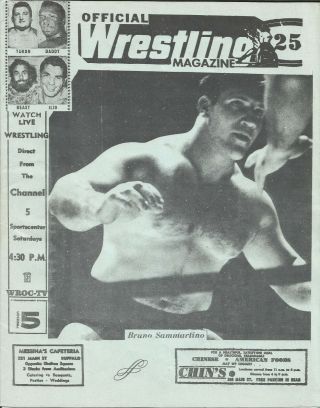 Official Wrestling Program - Buffalo,  Ny - 1962 - Bruno Sammartino Cover