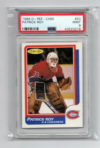 1986 - 87 O - Pee - Chee Opc 53 Patrick Roy Rc Psa 9 Canadiens