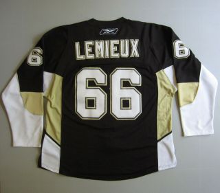 Ccm Reebok Pittsburgh Penguins Hockey Jersey Black 66 Lemieux Sz 54