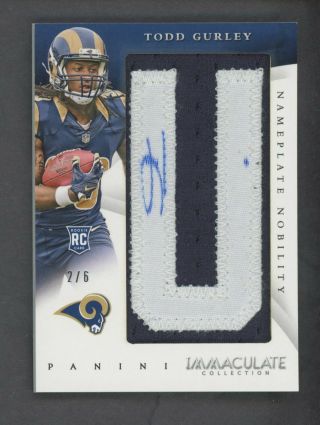 2015 Immaculate Nameplate Nobility Todd Gurley Rpa Rc Letter Patch Auto 2/6