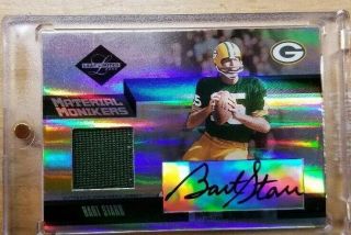 Bart Starr 2005 Limited Material Monikers Game Worn And Auto 08/25
