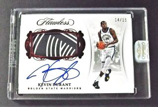 Kevin Durant Warriors 2017 - 18 Flawless Horizontal Ruby Patch Auto Card 14/15