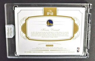 Kevin Durant Warriors 2017 - 18 Flawless Horizontal Ruby Patch Auto Card 14/15 2