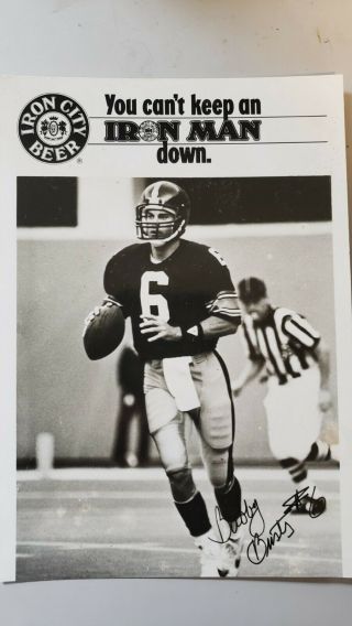 Bubby Brister,  Pittsburgh Steelers Signed Photo - Iron City Beer Promo Piece