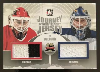 2011 - 12 Itg Between The Pipes Ed Belfour Journey Jersey Maple Leafs Blackhawks