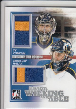 10/11 Itg Between The Pipes Conklin / Halak Ready Willing Able Dual Jersey 2cl