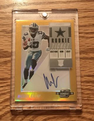 Michael Gallup 2018 Panini Contenders Optic Rookie Ticket Gold Autograph 09/10
