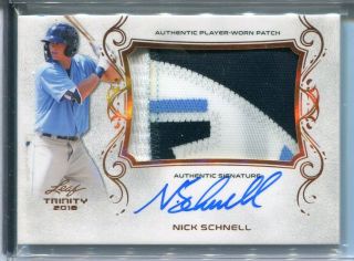 2018 Leaf Trinity Nick Schnell Prime Logo Patch Relic Auto Autograph Rc