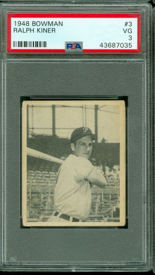 1948 Bowman Baseball 3 Ralph Kiner Psa 3 Hof