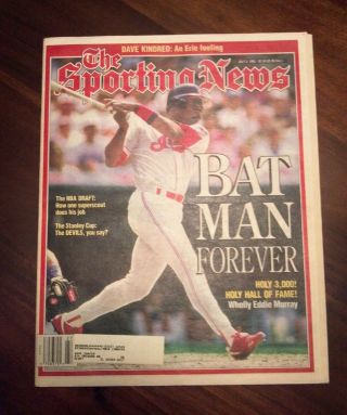 July 3 1995 The Sporting News Eddie Murray Indians 3,  000 Hits