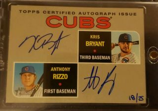2019 Topps Heritage Kris Bryant Anthony Rizzo Dual Auto Autograph 18/25 Cubs