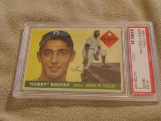 Sandy Koufax 1955 Topps 123 Rc Rookie Card Brooklyn Dodgers Psa 2 Good