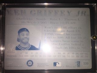 Ken Griffey Jr 1998 Pacific Printing Plate 1/1 To Make Card 220 In The Set