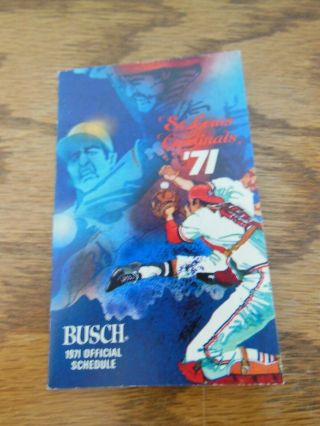 1971 St Louis Baseball Cardinals Pocket Schedule - Busch Bavarian Beer
