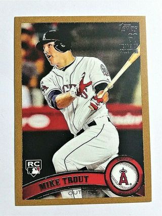 Mike Trout Rc 2011 Topps Update Gold Border Us175 Angels Rookie /2011 Reprint