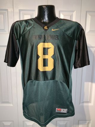 Nike Michigan State Spartans Football Jersey 8 Alternate Green Gold Large 16 - 18