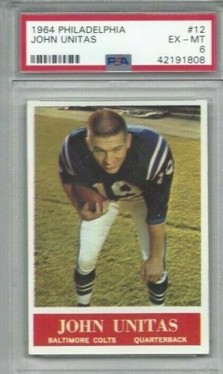 1964 Philadelphia Football Card 12 John Johnny Unitas Baltimore Colts Psa 6