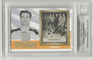 2002 - 03 Bap Itg Ultimate - Frank Brimsek - Great Moments In Hockey Jersey - Note