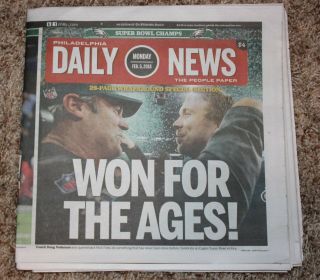 Philadelphia Daily News Eagles Bowl 52 Lii Champions 2/5/2018 Newspapers