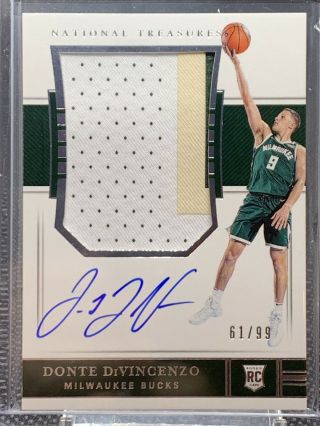 2018 - 19 National Treasures Donte Divincenzo Rookie Patch Auto Rpa /99 Bucks
