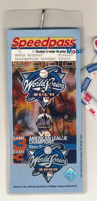 2000 World Series Game 3 Ticket Mets Vs Yankees Signed