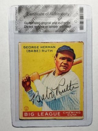 Autographed 1933 Goudey Babe Ruth 53 York Yankees