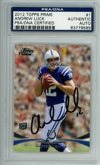 Psa/dna Andrew Luck Signed Auto Autograph 2012 Topps Prime 1 Rookie Rc Colts