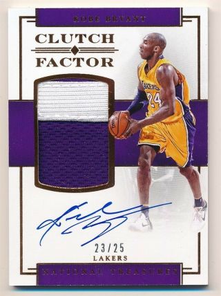 Kobe Bryant 2016/17 National Treasures Clutch Factor Auto 2 Color Patch Sp /25