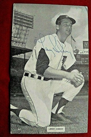 Larry Sherry Signed Mccarthy Photo Postcard Detroit Tigers 1966 - Dodgers - Dec.
