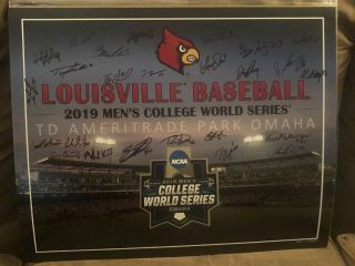 2019 Louisville Cardinals Signed Autograph Cws 16x20 College World Series