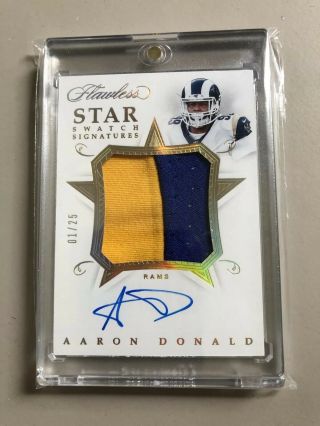 2018 Panini Flawless Aaron Donald Football Star Swatch Jersey Patch Auto 01/25