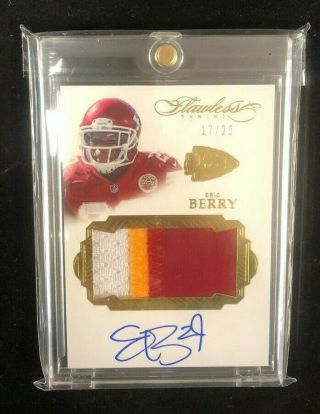 Eric Berry 2016 Panini Flawless 3 - Color Jersey On Card Auto 17/20 Signed Card