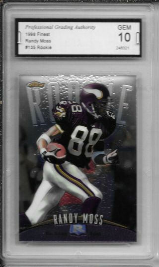 Randy Moss 1998 Finest 135 Rc Gem 10 " One Of The Greatest Wr Ever "