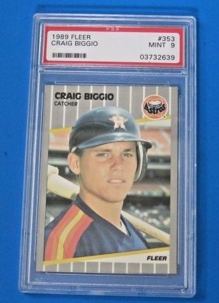1989 Fleer Craig Biggio Baseball Card 353 Psa 9 Rookie