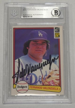 Fernando Valenzuela Signed 1982 Donruss La Dodgers Baseball Card Bas Beckett