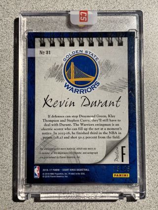 2016 - 17 Court Kings KEVIN DURANT Sketches & Swatches Prime Patch Auto ' d 18/25 4