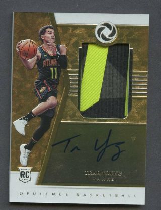2018 - 19 Panini Opulence Trae Young Rpa Rc Rookie Patch Auto 30/79 Hawks