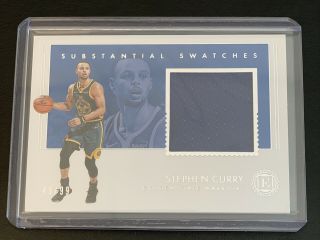 2018 - 19 Encased Stephen Curry Substantial Swatches Game Worn Patch /99 Sp