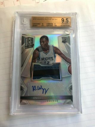 2014/15 Spectra Andrew Wiggins Rc 2 - Color Patch Auto Bgs 9.  5/10 Gem Timberwolves