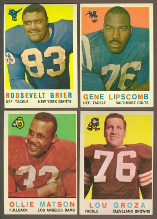 1959 Topps Football Starter Set (51 Cards) Ex To Ex - Mt (oc) W/ 29 Roosevelt Grier