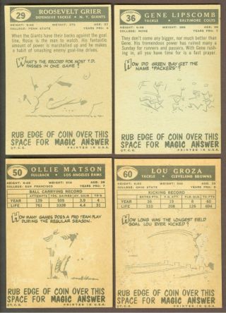 1959 TOPPS FOOTBALL STARTER SET (51 CARDS) EX to EX - MT (OC) w/ 29 ROOSEVELT GRIER 2